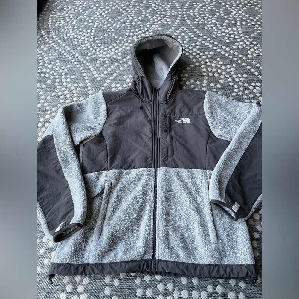The North Face Hooded Polartec Fleece Jacket Coat Womens SMALL Grey Gray - Picture 2 of 16